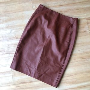Brown Faux Leather Pencil Skirt